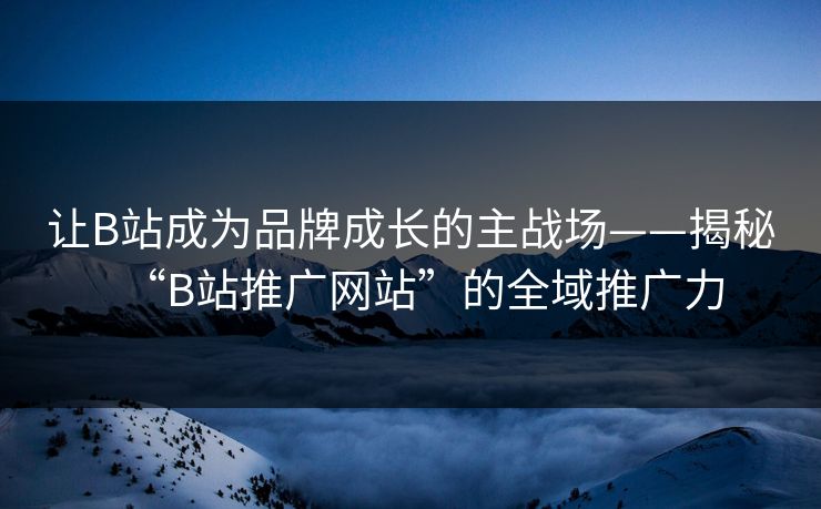 让B站成为品牌成长的主战场——揭秘“B站推广网站”的全域推广力