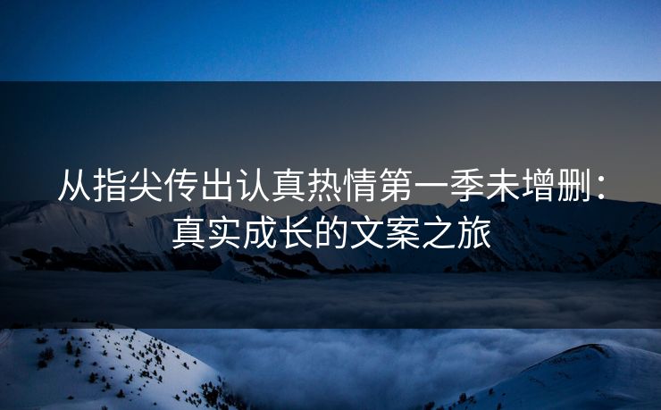 从指尖传出认真热情第一季未增删：真实成长的文案之旅