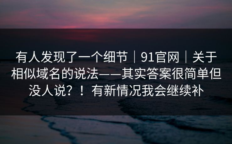 有人发现了一个细节｜91官网｜关于相似域名的说法——其实答案很简单但没人说？！有新情况我会继续补
